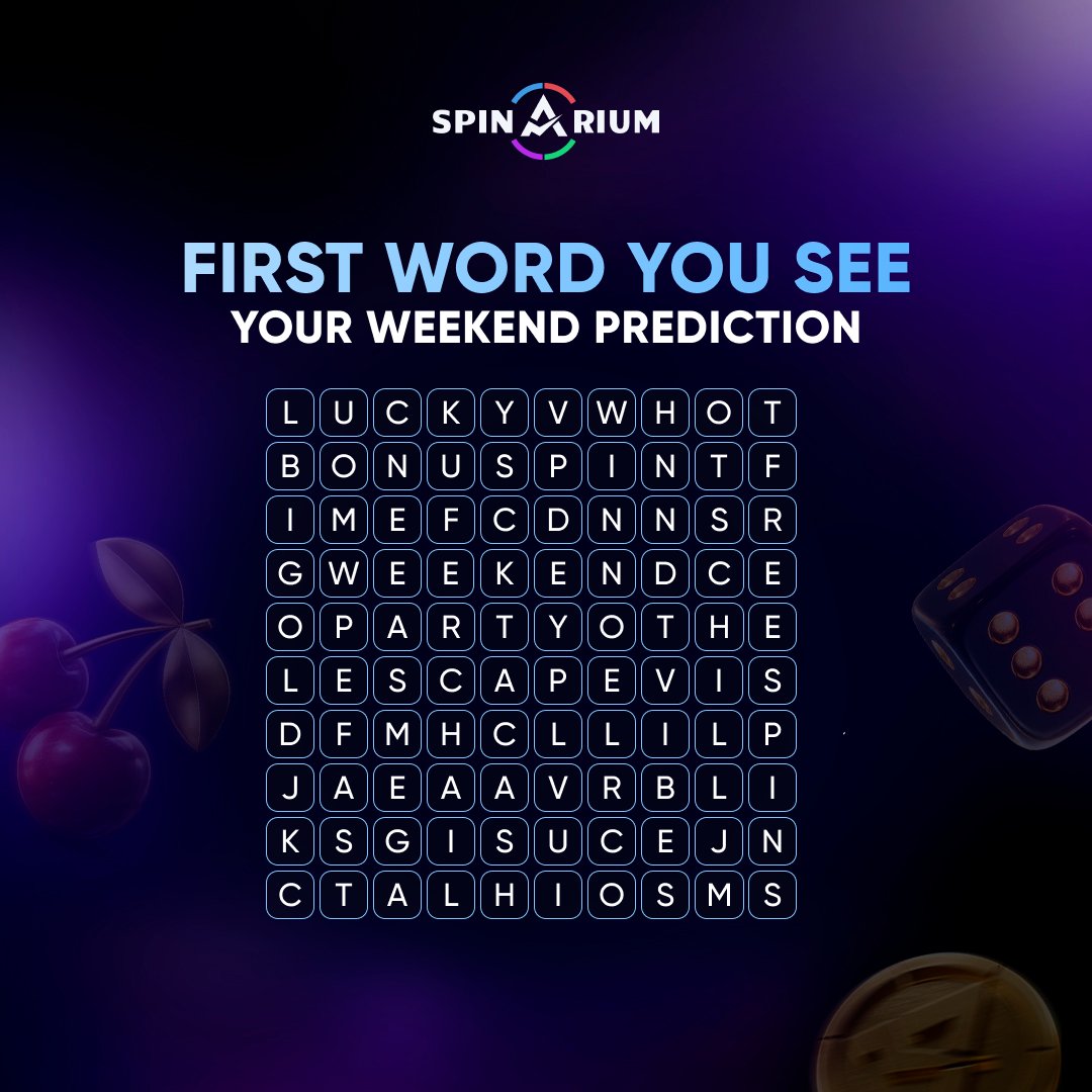 spinarium's tweet photo. First word you see = your weekend prediction 🔮

Mine's BONUS, because the #Weekend Bonus is live.
Deposit, claim it, spin it. ⚡

https://t.co/6hqsqLxFK4