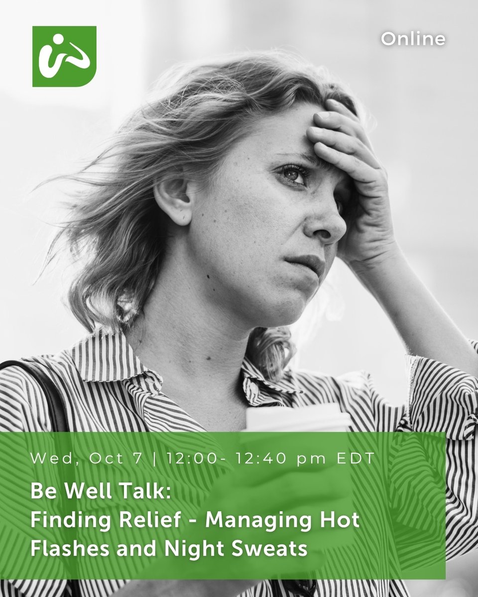 WellspringCAN's tweet photo. Join our upcoming online Be Well Talk that focuses on menopause-related hot flashes and night sweats.

You'll learn about how to manage the symptoms and leave better informed about available treatments and when to seek help💚

Register at the link in bio. https://t.co/sOjyYVk10Z