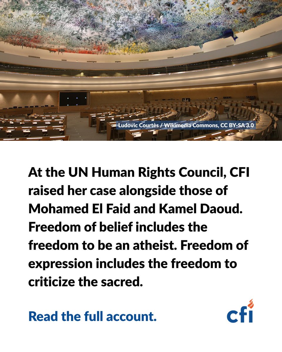 center4inquiry's tweet photo. Betty Lachgar (@IbtissameBetty) posted a T-shirt photo. People threatened to kill her. Morocco sentenced her to 30 months in prison. Those who threatened her were not jailed.

CFI raised her case at the UN Human Rights Council: https://t.co/b2ojc4bLDG https://t.co/lhJ6G6E4nJ