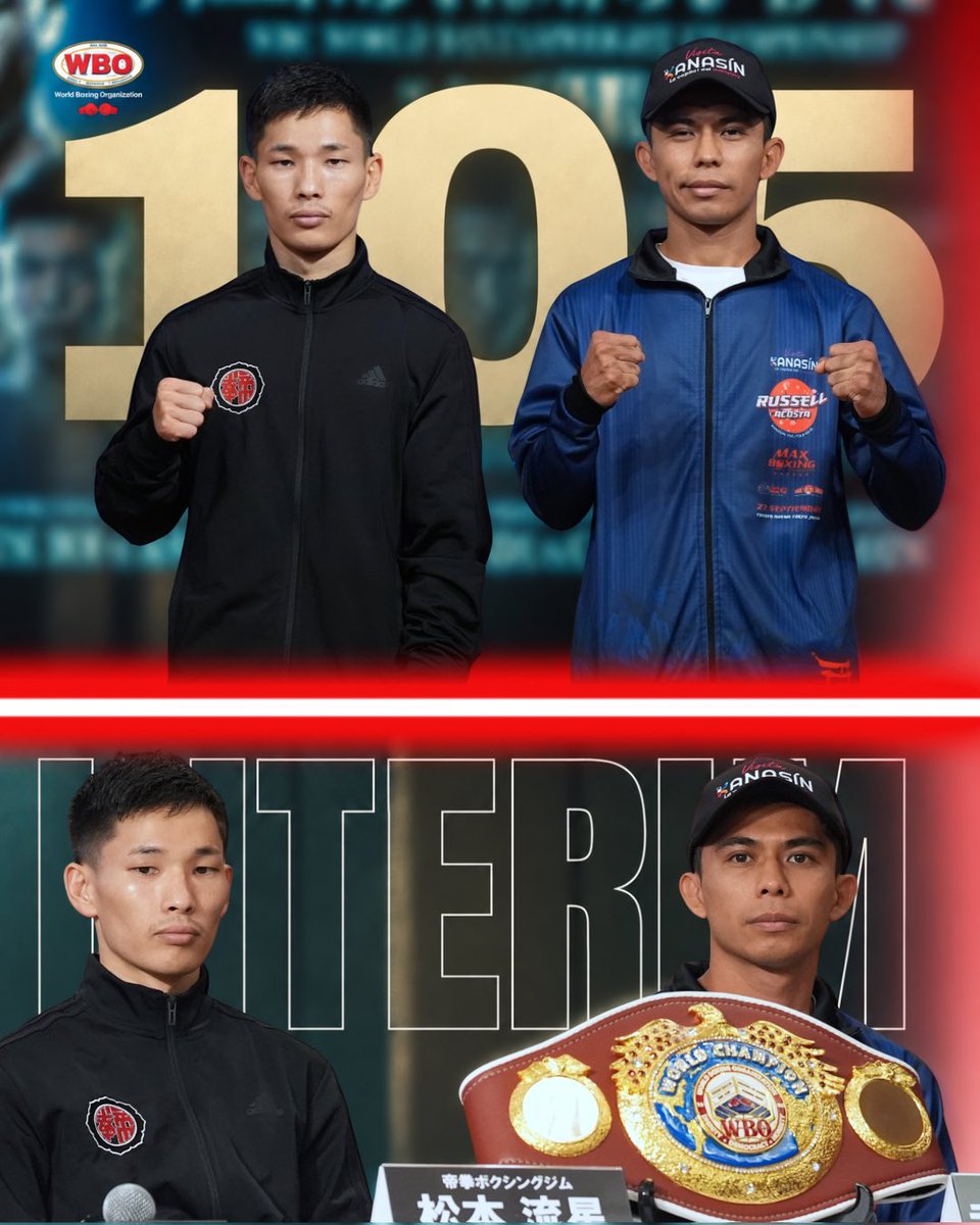 WorldBoxingOrg's tweet photo. Matsumoto and Acosta are ready for the WBO Interim 105-lb World Championship. 🥊🏆 #BeltsMatter https://t.co/7tNkenEASD