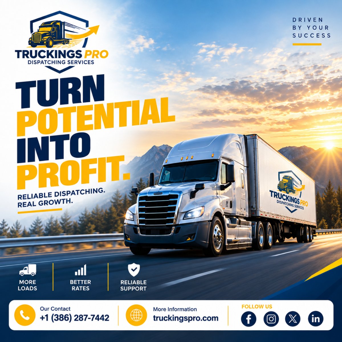 TruckingsP46213's tweet photo. 🚛 Turn Potential Into Profit.

Truckings Pro helps owner-operators and carriers with:

✅ More Loads
📈 Better Rates
🤝 Reliable Support
Focus on driving. Let us handle the dispatching.
📞 +1 (386) 287-7442

#TruckingsPro #TruckDispatching #OwnerOperators https://t.co/AqTVYJWTLU