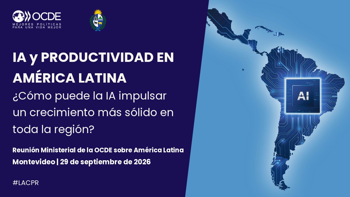 ocdeenespanol's tweet photo. La IA puede impulsar la productividad y el crecimiento en América Latina. En la Reunión Ministerial de LACRP, líderes debatirán cómo acelerar su adopción, especialmente entre las PYMES.

📅 29 de septiembre | 9:30 h (Montevideo, Uruguay)
Inscríbete: https://t.co/HgLsviva1y https://t.co/GzXansmj56