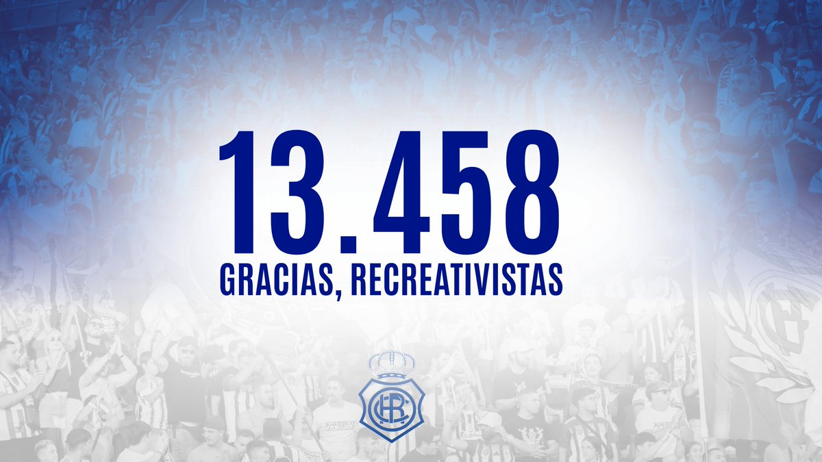 recreoficial's tweet photo. Afición, podemos decir que hemos acabado con 𝟏𝟑.𝟒𝟓𝟖 socios la campaña de abonados 😍👏🏻

Hemos superado en casi un centenar el número de fin de campaña de la temporada pasada, un dato que sigue mostrando la ilusión y el compromiso de esta AFICIÓN 🙌🏻

Mil gracias por vuestro apoyo, 𝒓𝒆𝒄𝒓𝒆𝒂𝒕𝒊𝒗𝒊𝒔𝒕𝒂𝒔 🤍💙

Vamos a por una temporada 𝐉𝐔𝐍𝐓𝐎𝐒 🫂🤝🏻

#RendirseNoEsCostumbre #DecanoDelFutbolEspañol