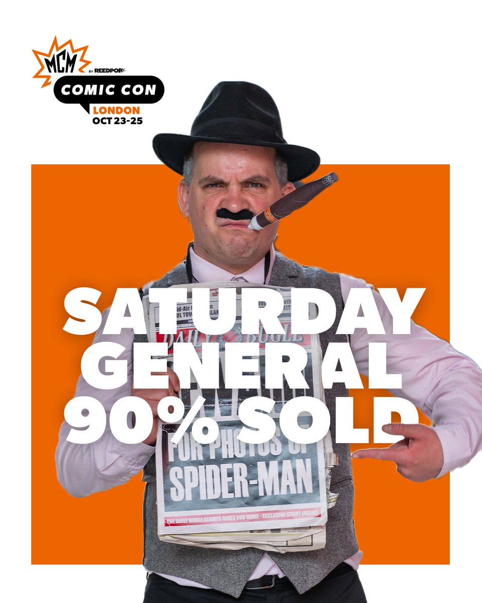 MCMComicCon's tweet photo. Saturday General tickets are 90% gone 👀 are you joining us for the second day of MCM London? Get tickets: https://t.co/zjZQufFEOz https://t.co/MRAD5EE9h7