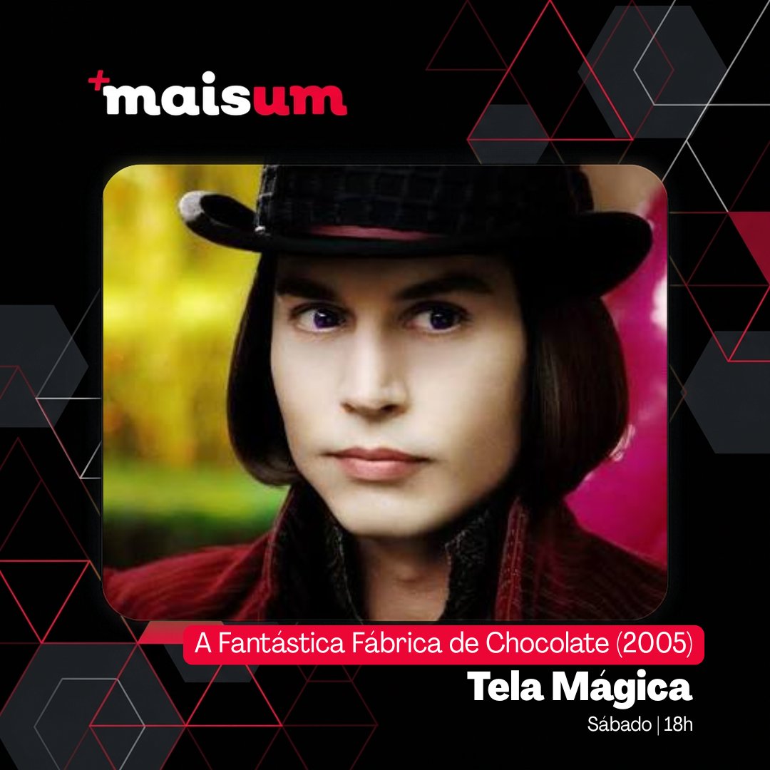 maisum1tv's tweet photo. Cinco crianças ganham um convite dourado pra visitar a fábrica mais misteriosa do mundo, comandada por um confeiteiro genial e excêntrico que vive isolado há anos. Johnny Depp no seu melhor jeito estranho de ser. Sábado, 18h. 🍫 https://t.co/wVLppYAJ06
