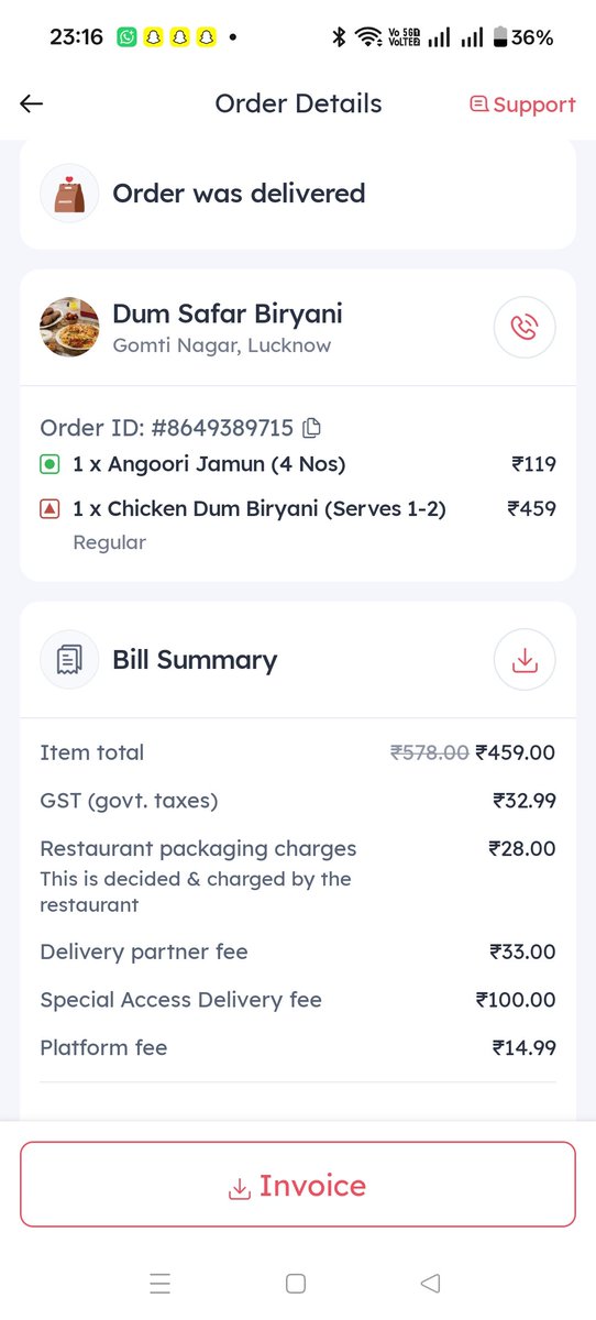 UMBCUP's tweet photo. @zomato  totally fraud going on when I ordered from some outlet 299 biryani same comes and when I ordered 459 same quantity order come total unacceptable no one listen in customer service it was not for one single person proper quantity was to less @dumsafarbiryani @zomatocare https://t.co/CGsb7OH3Lu