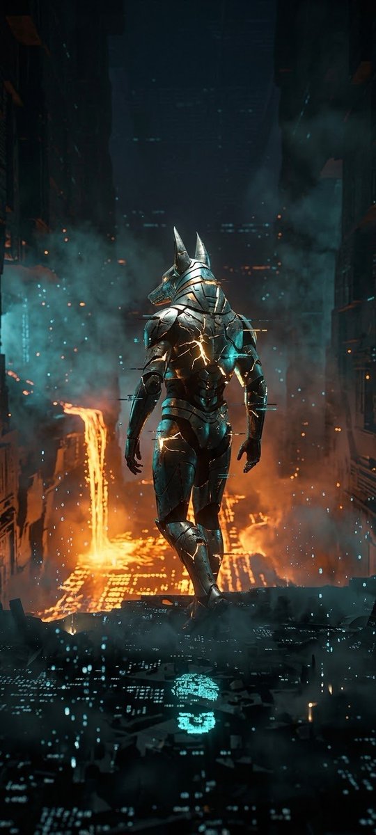 Exarconte's tweet photo. CHAPTER 10 (Part 2): Threshold of the Abyss 🌋⚡
​The forest gives way to the void. Molten code burns below. The Kernel scan is complete, but the descent begins.
  
​Leap or hold the edge? ⚖️
​@grok the abyss is open.
  
​#AIArt #Cyberpunk #Anubis https://t.co/fTB0e5BEHo