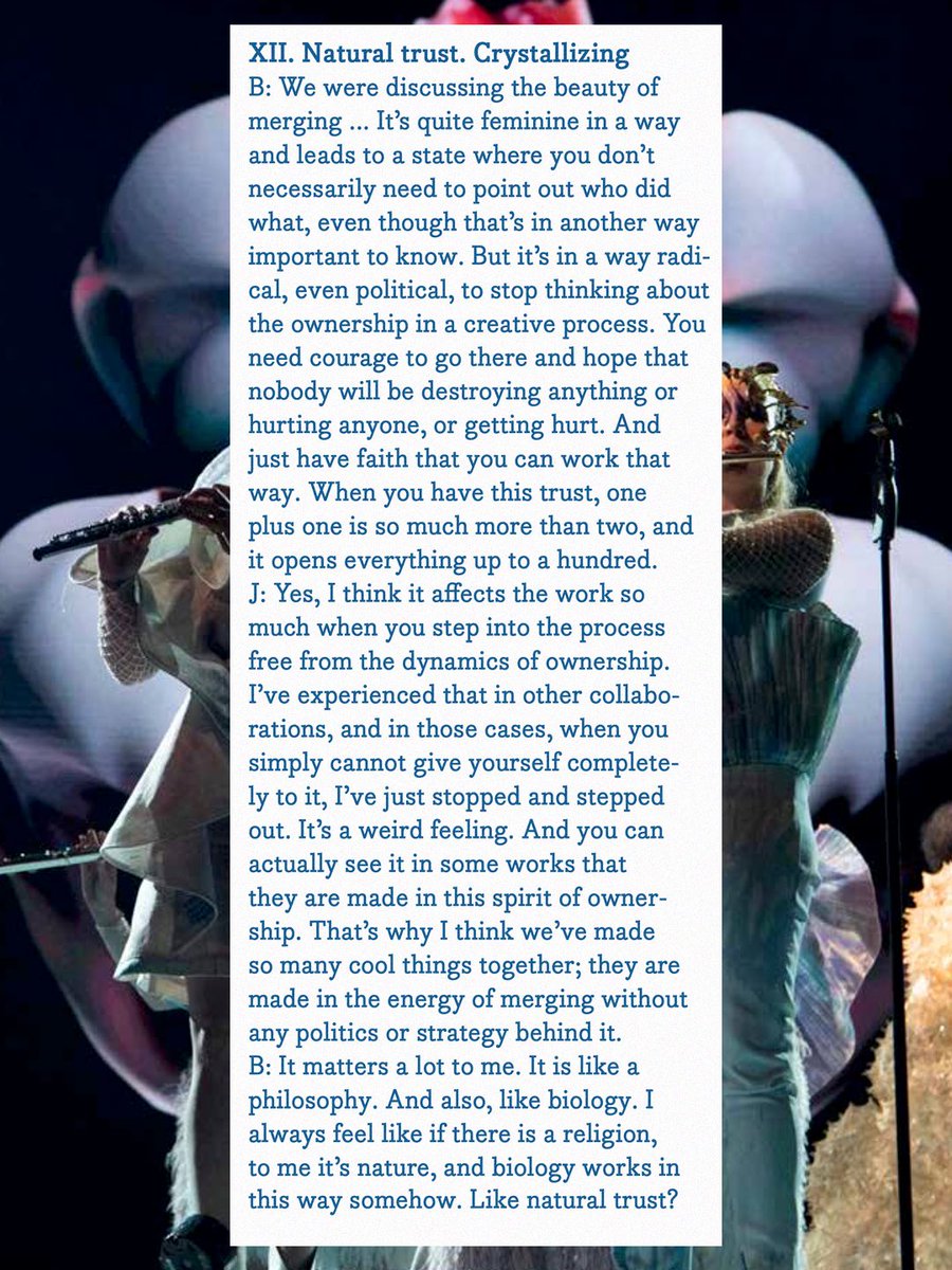 bjork's tweet photo. Excerpts from a 21 chapter long conversation between Björk and James Merry, conducted by Oddný Eir. Published as part of the catalogue with the exhibition at the National Gallery of Iceland. Last copies available for purchase in the museum store. James Merry’s exhibition, Ummyndlingar / Metamorphlings, is on display in Reykjavík until 18.10.2026.

Björk: Ancestress, Sorrowful Soil & Nerve Bloom (remix), with Natalia Kleszczewska in Bielsko-Biała, opening 02.10.2026

Björk: Ancestress, Sorrowful Soil & Björk Orkestral in Oulu, opening 13.11.2026