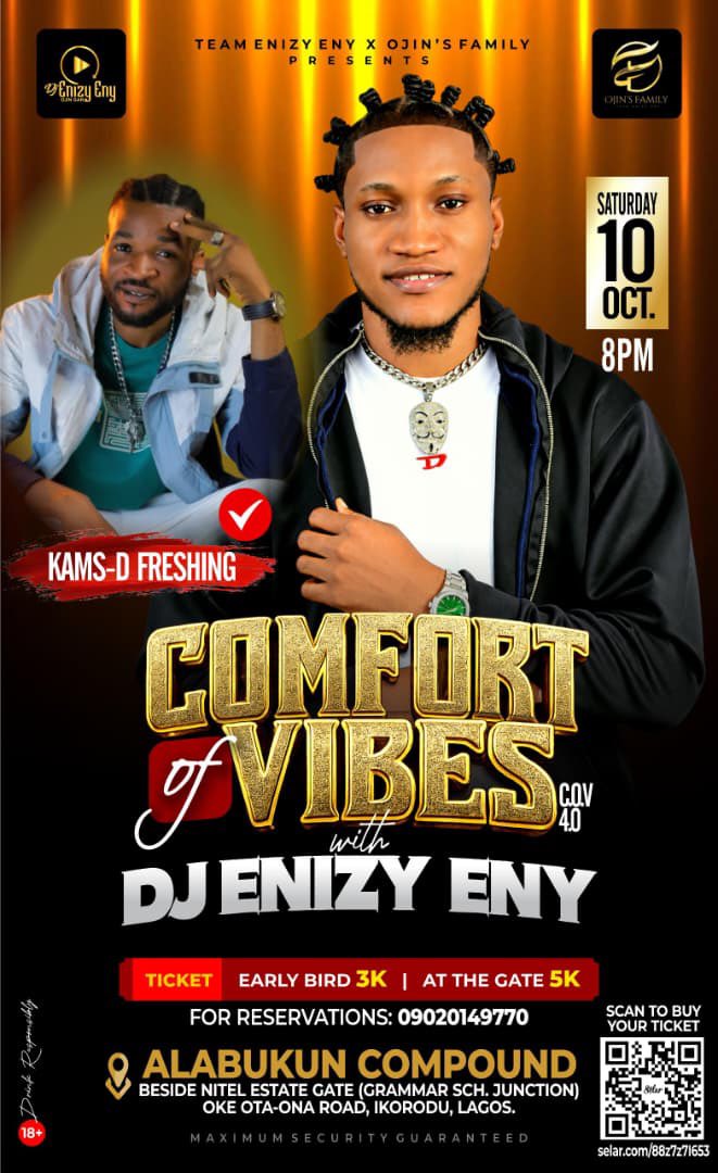 KdFreshingBBS's tweet photo. #ComfortofvibeswithDjEnizyEny 4.0 edition is goin down on the 10th of oct 2k26 @ ALABUKUN COMPOUND
BESIDE NITEL ESTATE GATE (GRAMMAR SCH. JUNCTION) OKE OTA-ONA ROAD, IKORODU, LAGOS.
Scan the QR code to get ur ticket for just 3k and let’s all party togeda #peace and love #fyp https://t.co/NpvuXogdo3