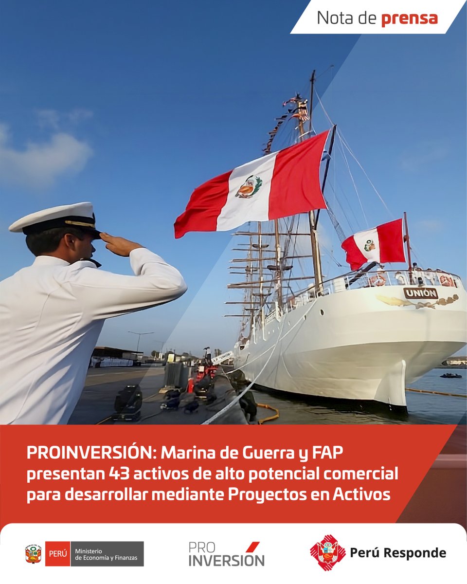 ProInversionPe's tweet photo. 🗞️ #NotaDePrensa | La @naval_peru y la @fapperu presentaron al sector privado una cartera de 43 activos ubicados estratégicamente a nivel nacional, con un alto potencial para ser puestos en valor mediante Proyectos en Activos.

✅ Asimismo, PROINVERSIÓN y la FAP suscribieron un convenio para brindar asistencia técnica, fortalecer capacidades y realizar acciones de promoción orientadas a identificar potenciales inversionistas en las distintas fases de los proyectos.

📲 Más información: https://t.co/GvhAWwdrEf