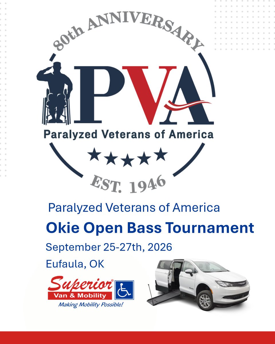 superiorvan's tweet photo. Okie dokie, let’s roll! 🎣 Our #SpringdaleAR team is heading to #LakeEufaula to support our friends at The Paralyzed Veterans of America @pva1946 during the Okie Open Bass Fishing Tournament! 🇺🇸 Here’s to tight lines, great memories, and good luck to all the anglers! ❤️ https://t.co/1Xqv3QtS9S