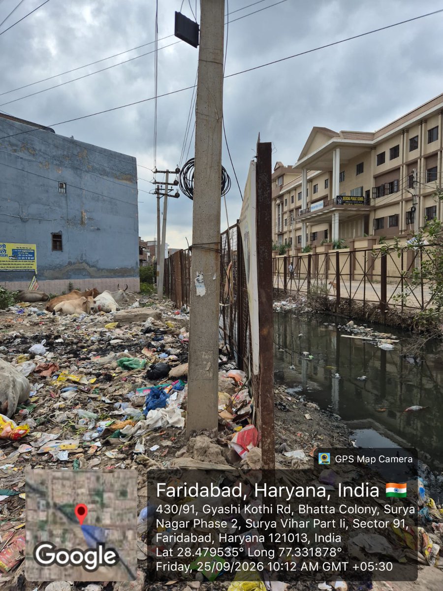 jaihindddddddd's tweet photo. Apparently, the drain in Surya Nagar Phase 2, Sector 91, Faridabad has become a permanent feature, stagnant water, filth, garbage and mosquitoes included. 🦟👏

Not sure if it’s a drain anymore or a civic attraction. https://t.co/oyj5jzTajF