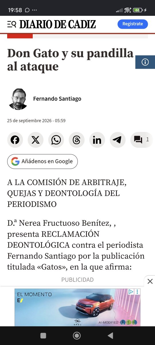 Neinei_rescue's tweet photo. El @diariocadiz ha expuesto mis datos sin consentimiento ninguno en un artículo. Publicando un mail que les hice llegar ayer en lugar de la retirada y rectificación del artículo.

Me podéis pasar el acuso de recibo de la solicitud de retirada y rectificación que os envié ayer en relación al artículo vergonzoso calumniando las colonias felinas e incitando a las alimentadoras a algo que está prohibido por ley? 

Y de paso me explicáis con que derecho habéis publicado mis datos; nombre completo y municipio sin consentimiento en un artículo que habéis llamado Don gato y su pandilla al ataque. 

Sois unos pedazo de sinvergüenzas, nos vemos en los juzgados.

Don Gato y su pandilla al ataque https://t.co/2tTkgNJAtd