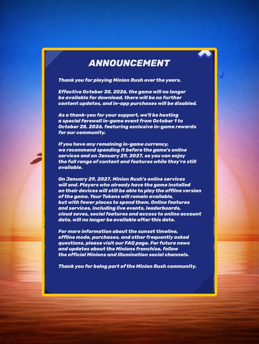 CartoonsOTMoon's tweet photo. Minion Rush será uno de los pocos videojuegos actuales que tendrán un soporte offline tras su cierre. 💛 https://t.co/fsciqy1qH0