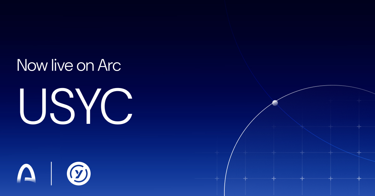 arc's tweet photo. USYC is now live on Arc.

The Economic OS for the internet is built for moving money and bringing productive capital onchain.

As a tokenized money market fund, USYC brings institutional-grade collateral onchain, expanding the assets that can move, settle, and integrate across internet-native financial applications.

https://t.co/hFZWFautDi

USYC is available only to eligible non-US institutional investors and subject to onboarding requirements. For informational purposes only. Not an offer or solicitation.