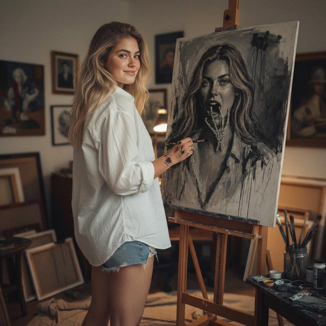 Sandro_Baniuk's tweet photo. cozy Sunday in my little studio of horrors 🖤 #horrorart #artiststudio #spookyartwork #sundayfunday #cozyhorror #moodygrams https://t.co/aVqD5NDLj9