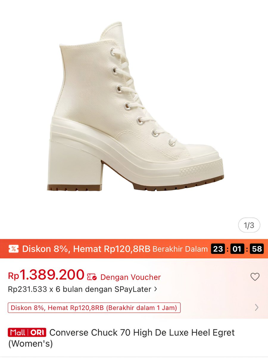 Oldschools_'s tweet photo. Sepatu yg dipakai Freya (@Freya_JKT48) di IG Post: Converse Chuck 70 High De Luxe Heel Egret (Women's) πβ¨
High-top Converse edisi De Luxe Heel warna Egret yang edgy & unik dengan aksen hak-nya! Bikin look makin tinggi & standout ππ€
#Os48 #FreyaJKT48 https://t.co/GPd5sqMMCO