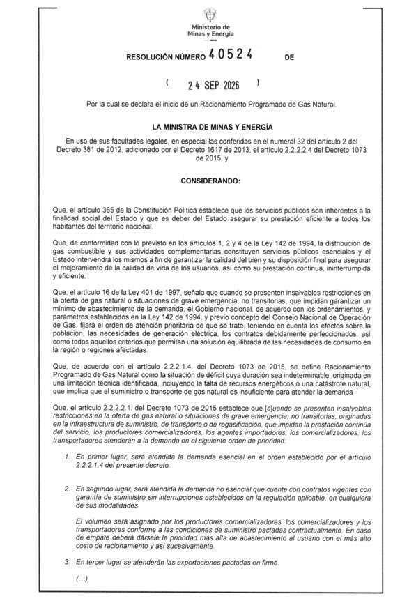 GonzaloBaute's tweet photo. Hoy el país vuelve a estar en alerta por gas: una falla en la regasificadora de #Cartagena obligó a racionar. En la resolución, el @MinEnergiaCo protege primero hogares, hospitales y colegios.

Pero el problema de fondo no es una planta: en un año perdimos el 16,8 % de nuestras reservas y hoy dependemos del gas importado. 

Por eso, desde @SenadoComisionV , se está proponiendo que el gas sea declarado “energético estratégico”. 

Colombia necesita una mayor exploración que garantice la seguridad energética. 🇨🇴