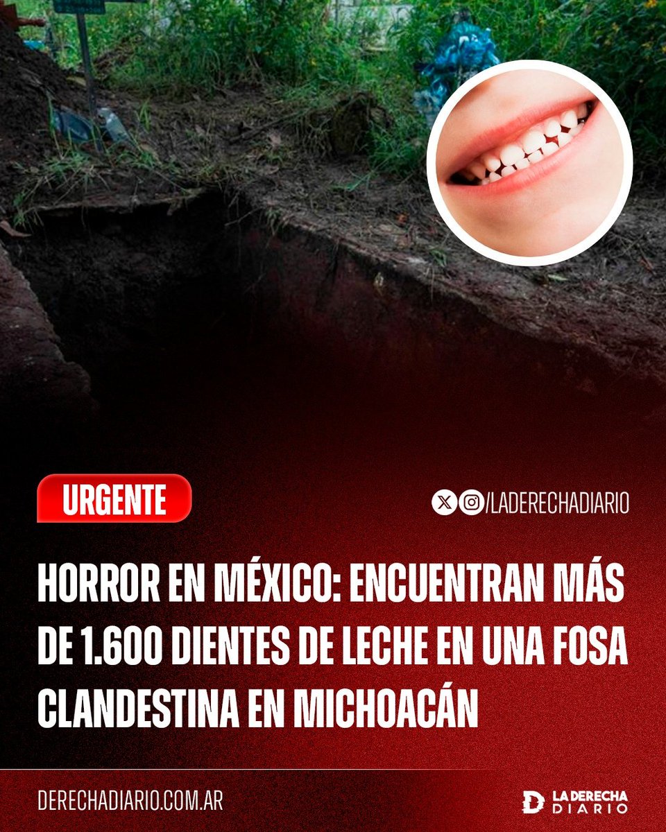 laderechadiario's tweet photo. 🚨🇲🇽 | URGENTE — HORROR EN EL NARCOESTADO DE MÉXICO: Madres buscadoras encontraron más de 1600 DIENTES de leche en una fosa clandestina en Zacapú, Michoacán.

Se estima que habrían sido incinerados al menos 500 niños de entre 1 y 6 años en un lapso de varios años. https://t.co/rj2jukJRse