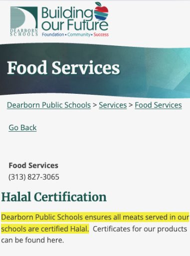LauraLoomer's tweet photo. It’s about time the city of Dearborn, Michigan is sued for Muslim bias! I’m happy to hear a lawsuit has just been filed by a Dearborn resident against the city of Dearborn and their Mayor Abdullah Hammoud, alleging they favor Muslims over Christians and Jews. The lawsuit, which was filed Thursday, Sept. 17, in federal court in Detroit, Michigan, is the latest case concerning Christians in America who have raised concerns about Islamic Dearborn officials.

Want more evidence that Dearborn and its Muslim Mayor Abdullah Hammoud @AHammoudMI are forcing Islam and Sharia Law on the people of Michigan?

All meat served to children in Dearborn public schools is CERTIFIED HALAL. Here are the actual receipts from the Dearborn Public Schools website.

This means that all school children in Dearborn, Michigan are being forced to eat meat from fully conscious animals that had their throats violently slashed and sawed without any pain relief or humane care while Muslims yell "Allahu Akbar” and recite Islamic prayers over the animal as it’s dying. 

Thats literally what Sharia Law and the Quran require for meat to be certified as halal.

Earlier this week, I posted an undercover video that was filmed inside a halal slaughterhouse in Florida where kids and random customers were helping slaughter helpless animals who were left bleeding and suffering together in piles on the floor as they moaned in agony. 

This is what Muslims want to do all across America once they gain the political power to do so. 

As more Muslims get elected to various positions in America, you’ll see more efforts by Muslims to force all meat inside grocery stores, schools and  restaurants to be Halal certified. 

We must fight back against this brutality and animal abuse! We must fight back against the Islamification of America. 

RECEIPTS 👇🏻