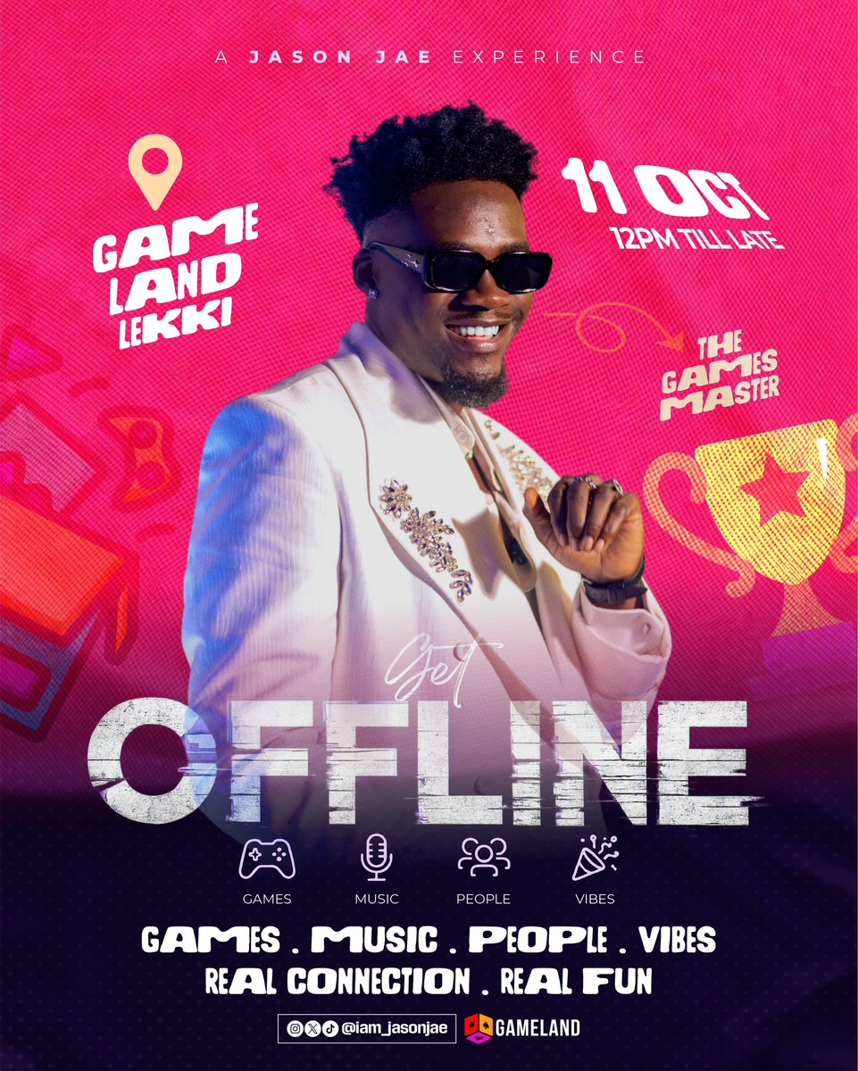 Iam_JasonJae's tweet photo. Tickets are LIVE! 🎟️🔥 𝗟𝗜𝗡𝗞 𝗜𝗡 𝗠𝗬 𝗕𝗜𝗢

GET OFFLINE with Jason Jae 

Games. Music. Performances. Vibes
One crazy experience

Early Bird is available now, don’t hear “sold out” later. 👀

🎟️ Link in bio.
#GetOffline https://t.co/vXh9q0noep