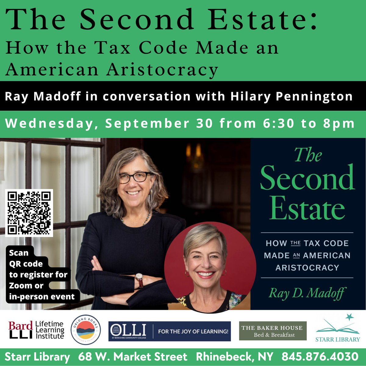 LevyEcon's tweet photo. Author Ray Madoff and trustee Hilary Pennington discuss how the tax code "has created two... American societies: the working Americans who pay and the ultrarich who benefit."
Register: https://t.co/2fiBOFhgwk
#SecondEstate #TaxCode #economics #RayMadoff https://t.co/tgSVsHwV4p