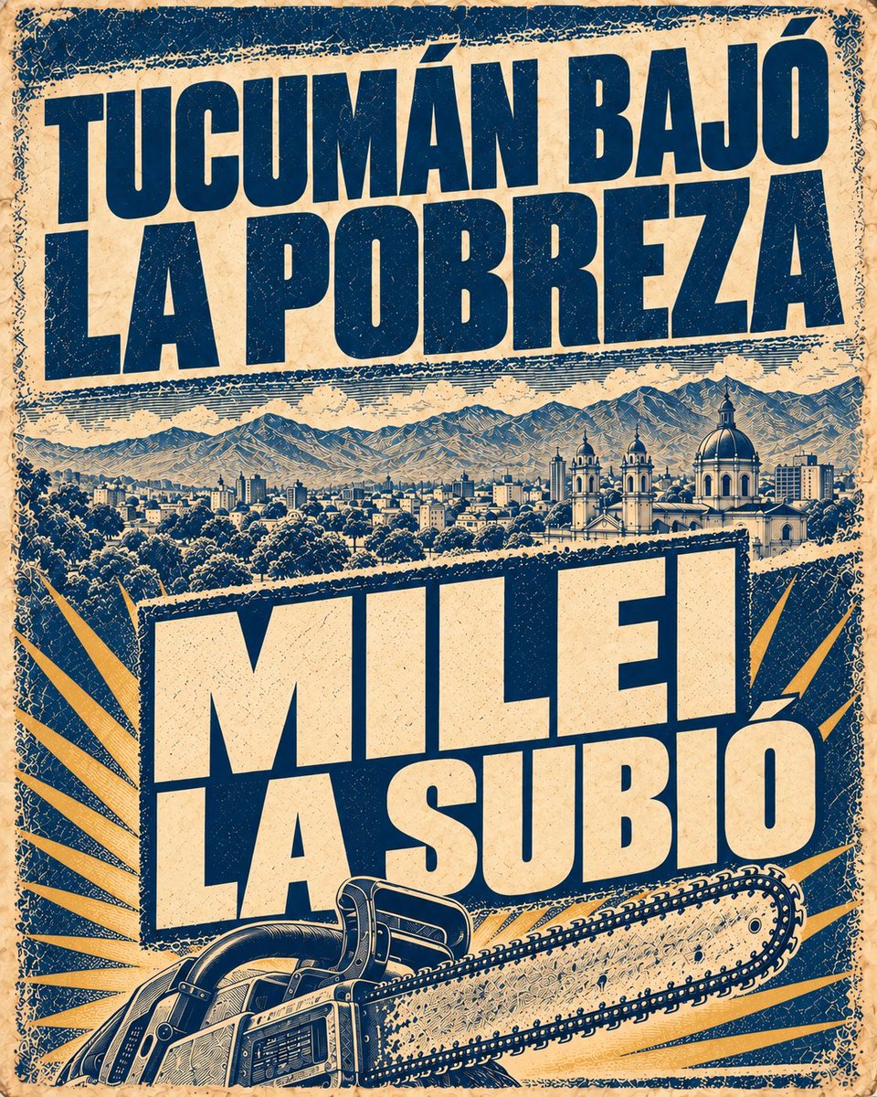 tucumanismo's tweet photo. Tucumán bajó la pobreza, el gobierno de @JMilei la subió. 

Gran Tucumán–Tafí Viejo: 27,9%
Argentina: 32,3%
.
.
.
#TucumanCrece https://t.co/8bsiy2M7Ae