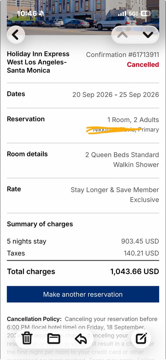 VIC_said's tweet photo. @HIExpress @IHGOneRewards @IHGhotels I’m deeply disappointed. My aunt was charged double for her hotel stay even though she canceled it before cancelation deadline and never stayed there. When we called we were greeted by such disrespect and hostility. Please help. I’m appalled https://t.co/o2K0cmvdy9