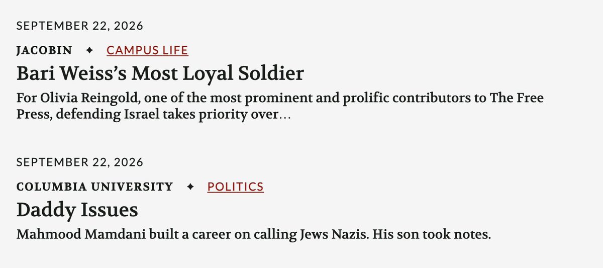 NikosMohammadi's tweet photo. Thanks @collegiatenet &amp; @jac1yno1sen for reposting my Jacobin essay on Olivia Reingold, and @Sundial_CU staff editor @shoshanaaufzien's investigation of Mahmoud Mamdani — two *very* different pieces. A testament to the newsletter, you should subscribe: https://t.co/33T8ccZ3CW https://t.co/o3oSaJJSZ1