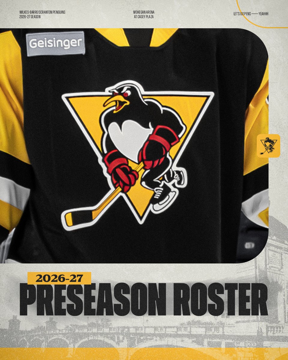 WBSPenguins's tweet photo. The Penguins have announced their initial preseason roster, consisting of 12 forwards, nine defensemen and two goalies.

Puck drops tonight at 7:05 p.m.
https://t.co/7mlkQWFLRJ https://t.co/OEue1QWUjb