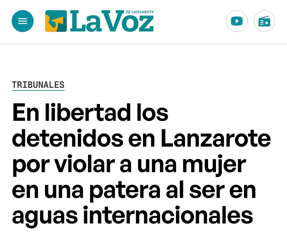 CanarioToday's tweet photo. 🔴 Como violaron a una mujer durante dos días fuera de las aguas territoriales españolas, quedan en libertad.

Tremendo... https://t.co/rhcJDkNhMx