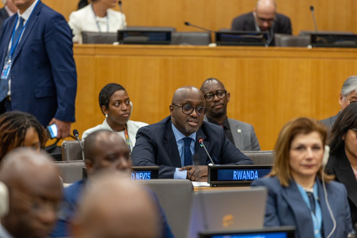 RwandaMFA's tweet photo. This morning, Minister @onduhungirehe attended the 50th G77 Annual Meeting of Ministers for Foreign Affairs, held under the theme “The Global South and the Future of Multilateralism.”

In his address, he reaffirmed Rwanda’s commitment, as Rwanda assumes the G77 Chairmanship, to working collectively with all members to strengthen the Group’s unity, advance the shared priorities and interests of developing countries, and uphold the principles of the UN Charter through greater coordination and transparency.