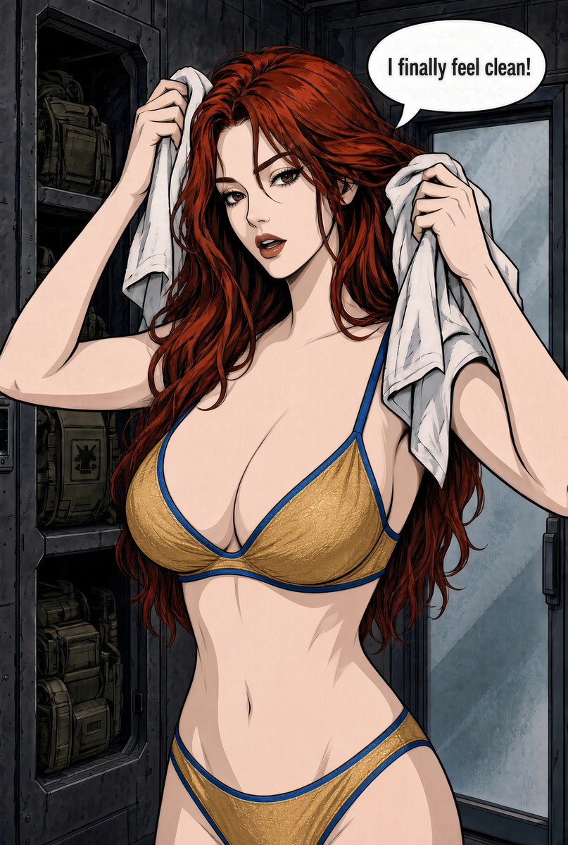 GoldenLegion_1's tweet photo. (Creators Note: Due to draconian changes to Grok Imagine's 4.7 moderation a shift in art style was required.)  

E3.  In this episode we see the ladies of Squad 1 recovering from their last mission. Vesh gets a much needed shower and they are put on a very delicate assignment! https://t.co/ozk81qbNDH