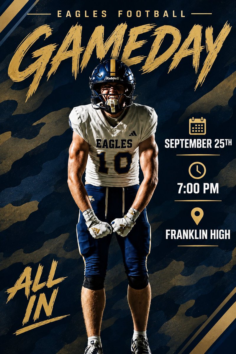 wcsIHSfootball's tweet photo. ๐จGame #6๐จ
Region play continues on the road!
๐๏ธ - September 25th
โ๏ธ - 7:00PM
๐ - @FHSAdmiralsFB
๐ - Franklin High
#CAMOOut #ALLINdy https://t.co/W1dAQXasjM