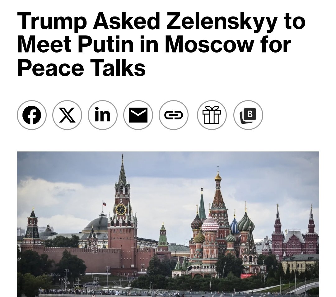 BohuslavskaKate's tweet photo. Trump encouraged Zelenskyy to travel to Moscow to meet with Putin for peace talks — Bloomberg. 🤦‍♀️

​By "peace talks," they mean surrendering Ukraine's independence and committing suicide by drinking the Kremlin’s tea.

​You'd think they would have figured out by now that pressuring Ukraine to surrender is not only a bad strategy, but it also isn't working and is damaging their reputation. But no, they don't get it.