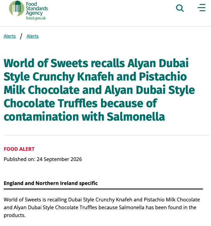 gidadedektifi's tweet photo. Sakarya'nın Hendek ilçesinde Alyan Gıda tarafından üretilerek İngiltere'ye ihraç edilen Dubai çikolatalarında salmonella tespit edildi.
Ürünler İngiltere'de ülke çapında toplatılıyor. Bu firmanın ülkemizde sattığı ürünleri denetleyen var mı?
@TCTarim
https://t.co/MgY8EEX1t2 https://t.co/q5itTeOytO
