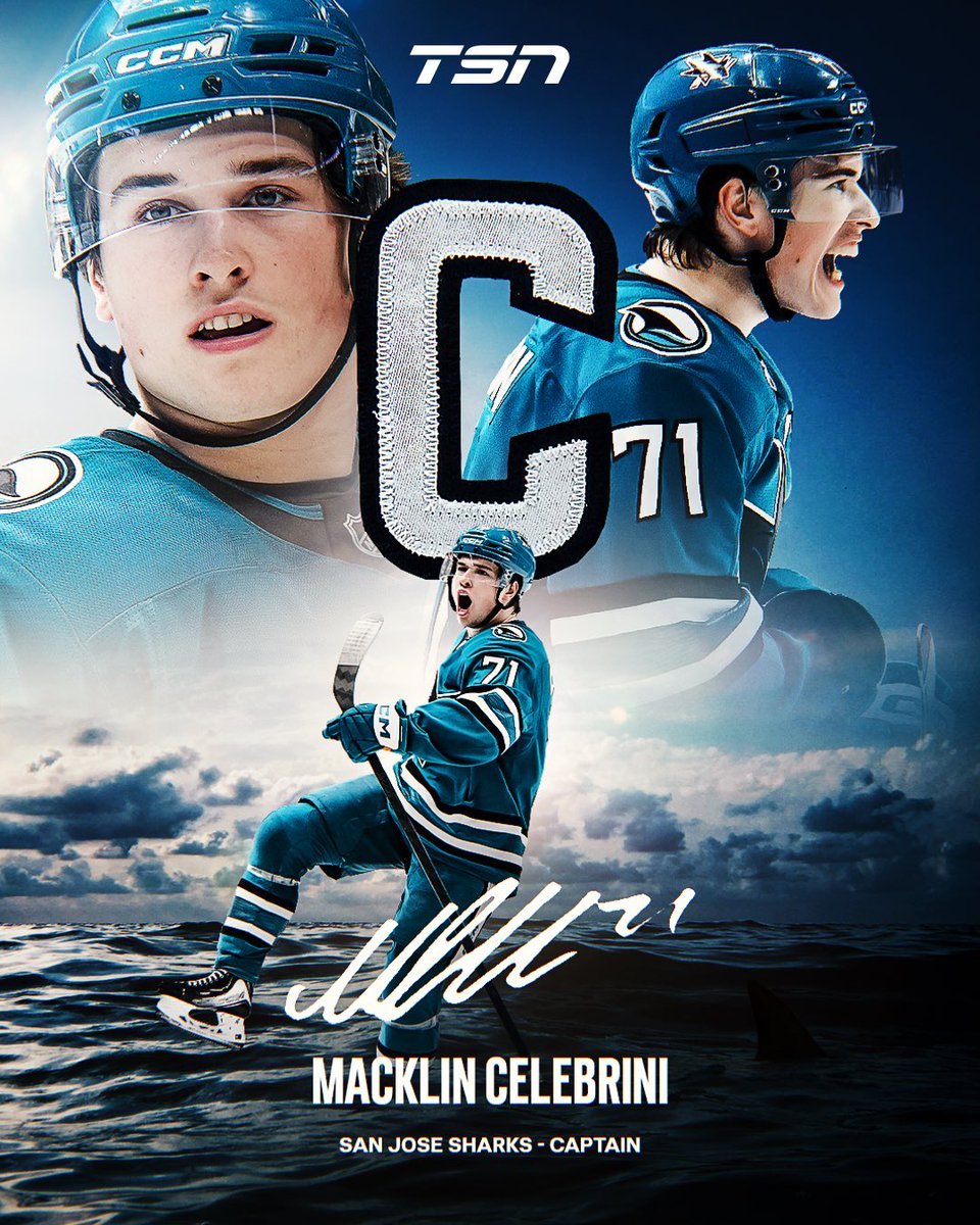 TSN_Sports's tweet photo. CAPTAIN MACK 🫡 

20-year-old Macklin Celebrini has been named captain of the San Jose Sharks‼️ https://t.co/LOJQbzfhOG
