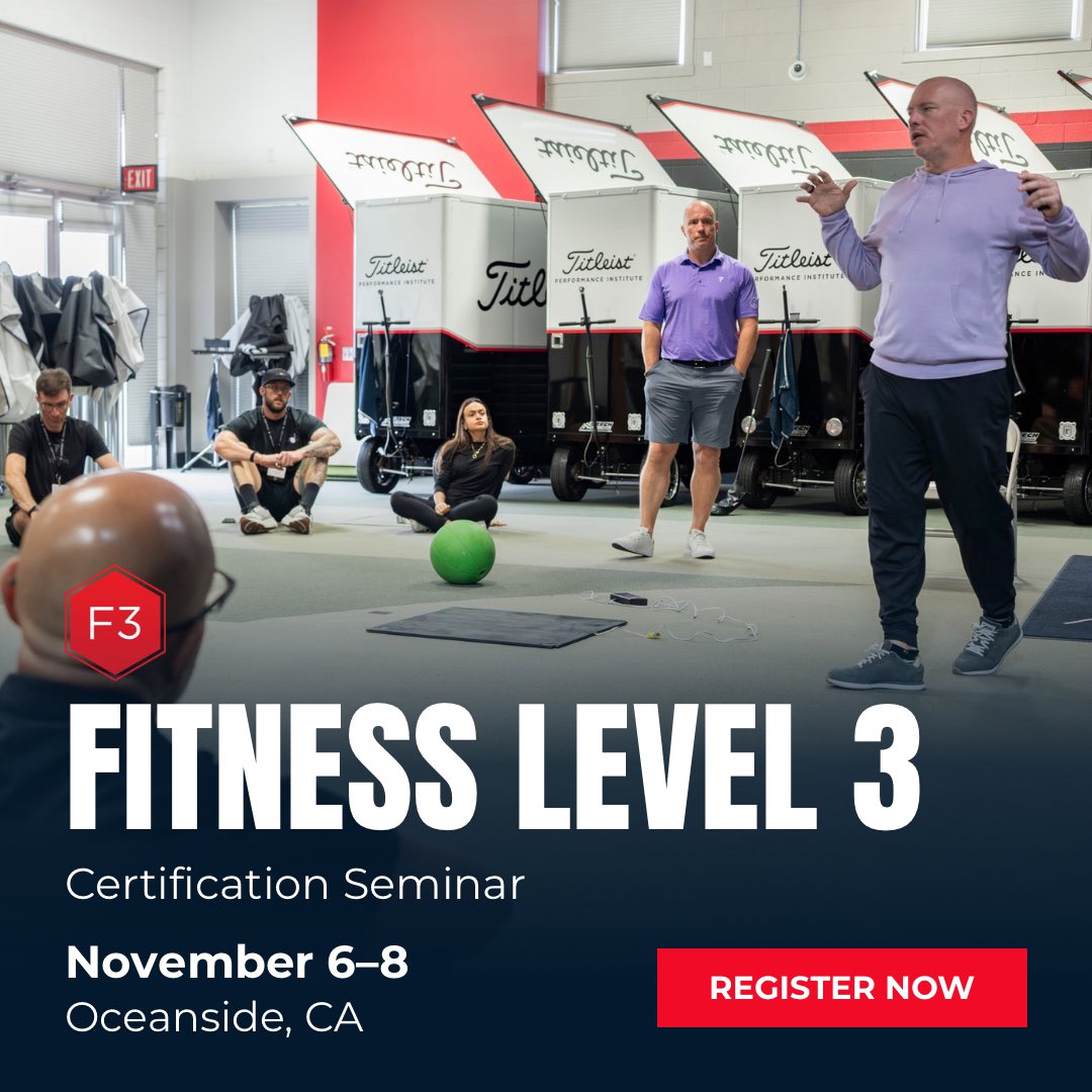MyTPI's tweet photo. Every golfer has to put in the work, but as coaches and trainers, our job is to make sure they’re working on the right things.

Fitness Level 3 is designed to sharpen that decision-making. Over three days of hands on learning, you’ll work directly with Dr. Greg Rose, Dave Phillips, Lance Gill, Jason Glass, Chris Finn and Janet Alexander, practicing strategies for developing mobility, stability, strength and power.

Fitness Level 3 is just six weeks away. Join us November 6th - 8th in Oceanside. Space is limited. https://t.co/iReyXMctCa

Full schedule: https://t.co/SmoO56Ah4v