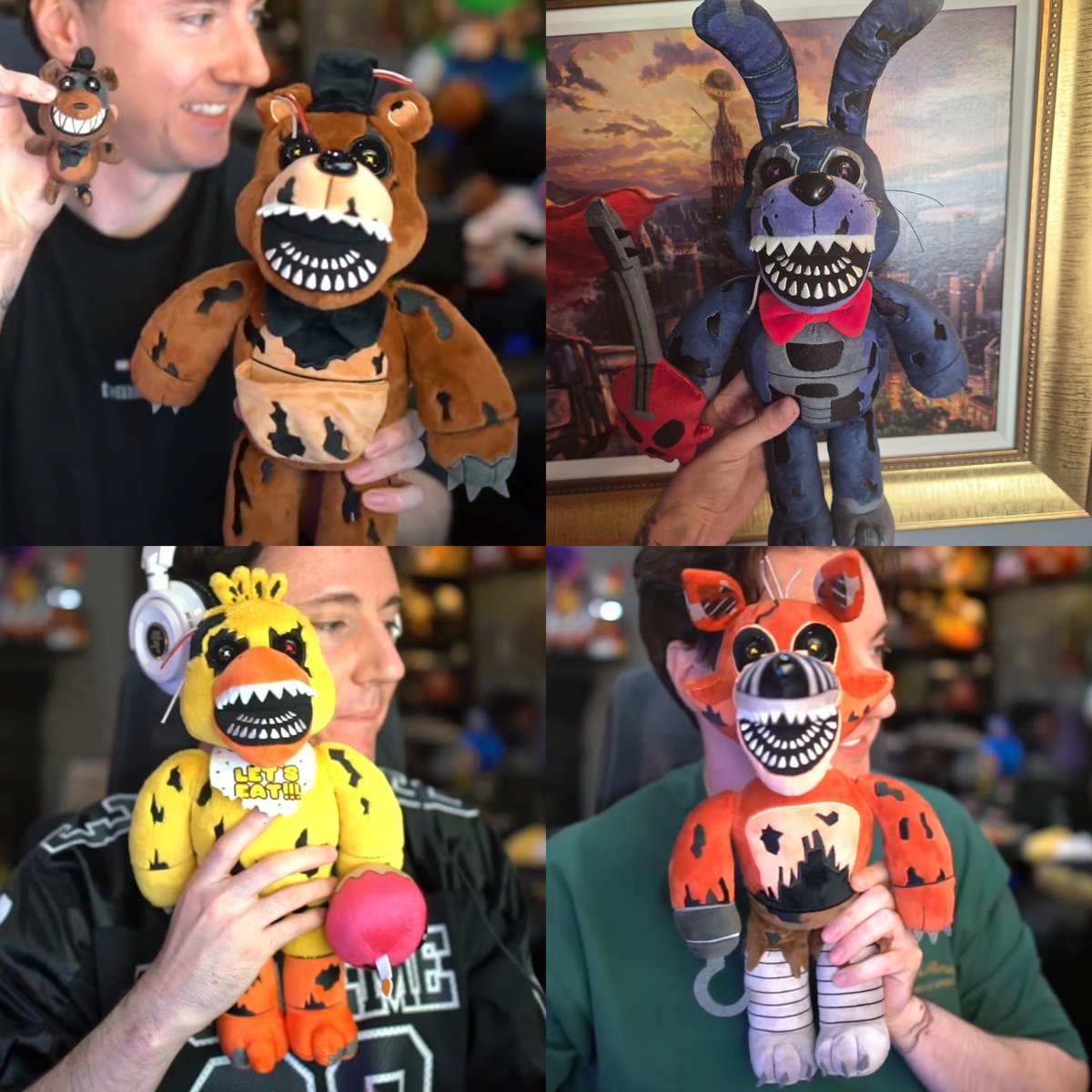JonnyBlox's tweet photo. Teaser for Hex's Five Nights at Freddy's 4 Nightmare plushies!

Includes Nightmare Freddy with Freddles, Nightmare Bonnie, Nightmare Chica, and Nightmare Foxy 🐻

(Via: hexbrand)
#fnaf #fivenightsatfreddys https://t.co/dx7tzNDHgW
