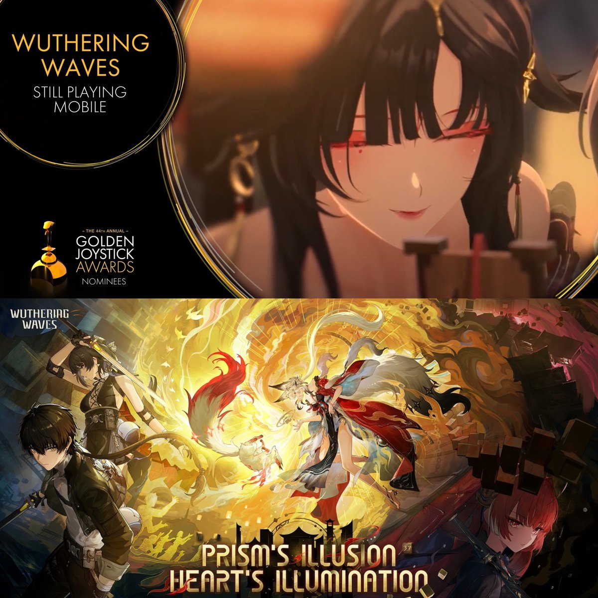 WuWa_Verse1's tweet photo. Wuthering Waves has been nominated for Still Playing Mobile at the Golden Joystick Awards 2026!

#WutheringWaves https://t.co/13fuXnOYqJ