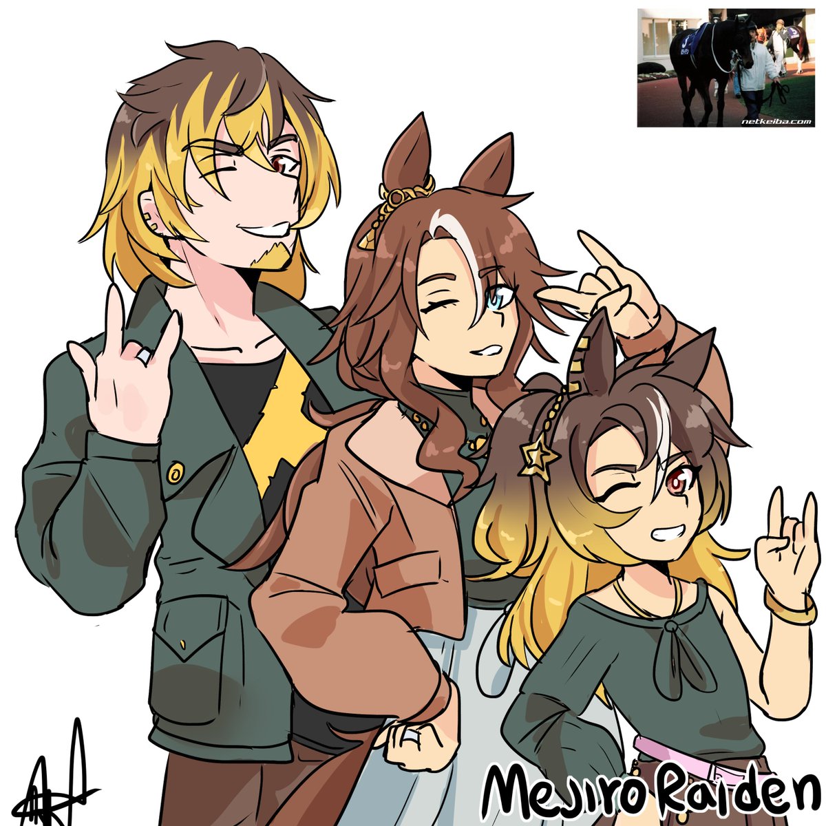 doberslover23's tweet photo. More  Uma Families   
A high-energy family, hehehehe, rock runs in the blood of little Raiden, the new troublemaker of the Mejiro clan.

#art #ウマ娘 #Umamusume https://t.co/3t5PpbW9ca