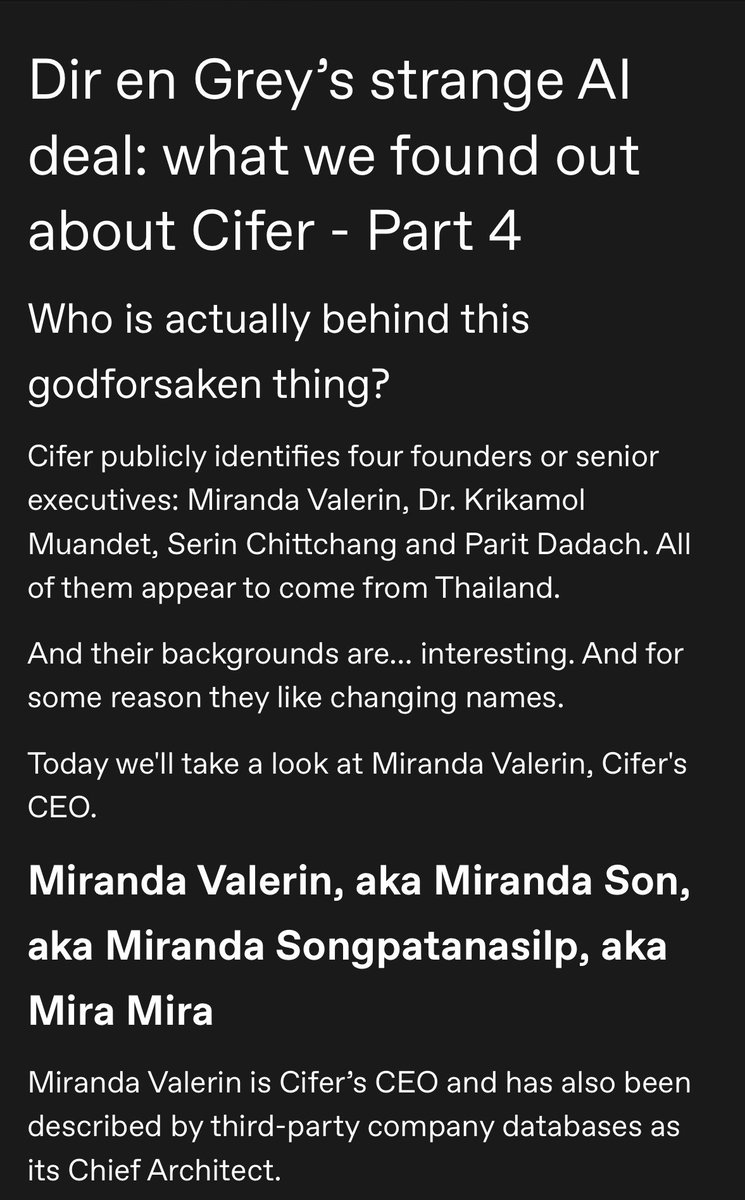 direndetails's tweet photo. Reporters will report and haters gonna hate. @CiferStudio feel free to contact me if you’d like to correct the record.

Story continues in comments.
#direngrey #ciferstudio #ciferAI #diroracle https://t.co/d9mHswZNNQ