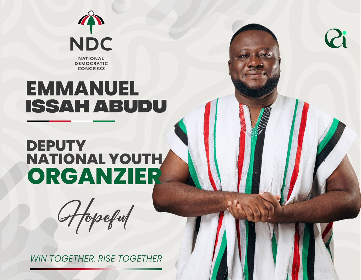 mr_atitso's tweet photo. Elections are won through structure, discipline, and hard work. That is why Emmanuel Issah Abudu is going for Deputy Organizer of the NDC. He is committed to organizing from the polling station to the constituency and beyond. Let’s stand with him. #EmmanuelIssahAbudu #WinTogetherRiseTogether