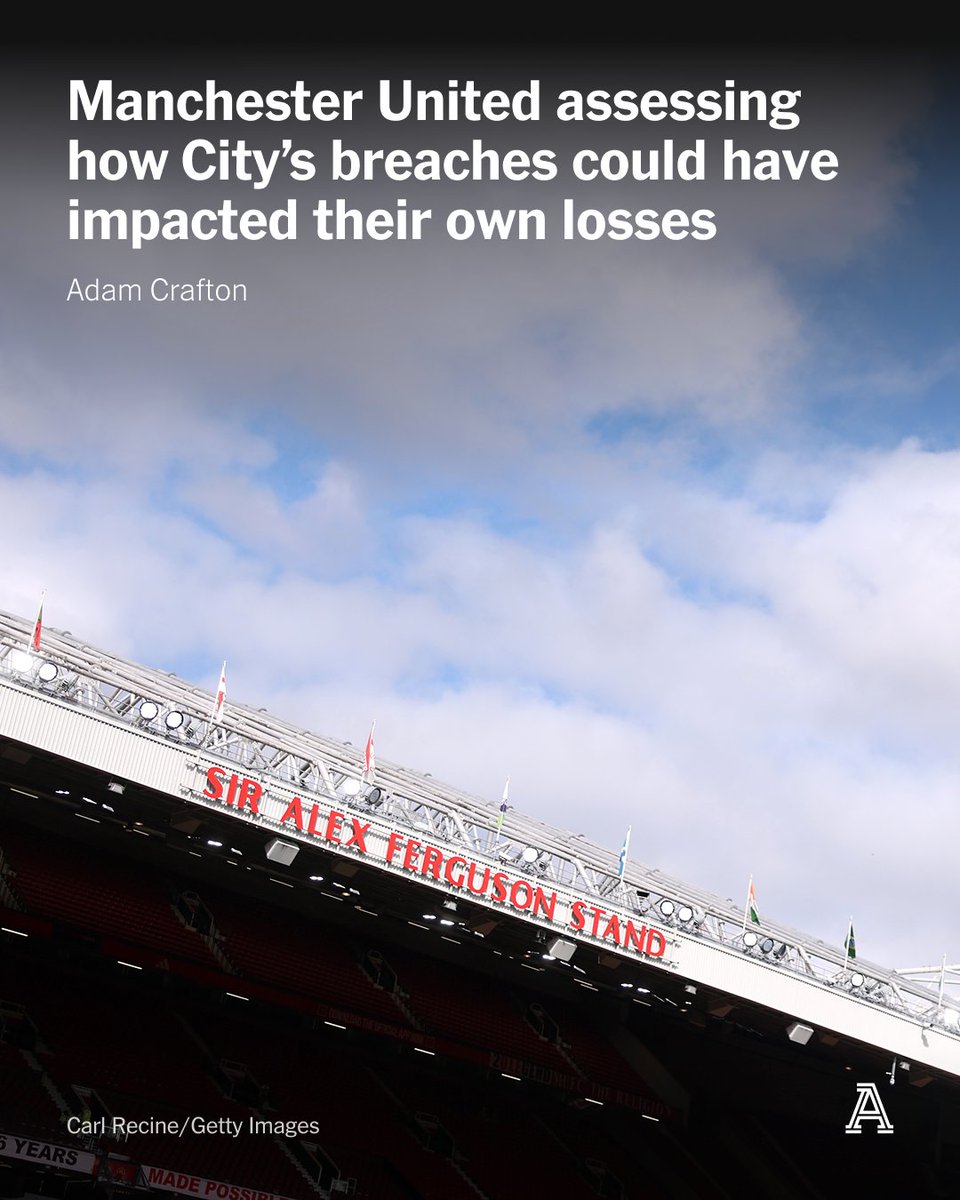 TheAthleticFC's tweet photo. Manchester United have conducted internal assessments of the extent of the economic losses the club has incurred which could be attributed to Manchester City’s breaches of Premier League financial regulations.

The Athletic reported earlier on Friday that an independent disciplinary panel had found City guilty of all but one of 115 charges relating to breaches of the Premier League’s financial rules, according to sources briefed on the matter who spoke anonymously as they were not authorised to do so publicly.

Exclusive story from @AdamCrafton_ ⬇️

🔗 https://t.co/x1ELUdpRZ7