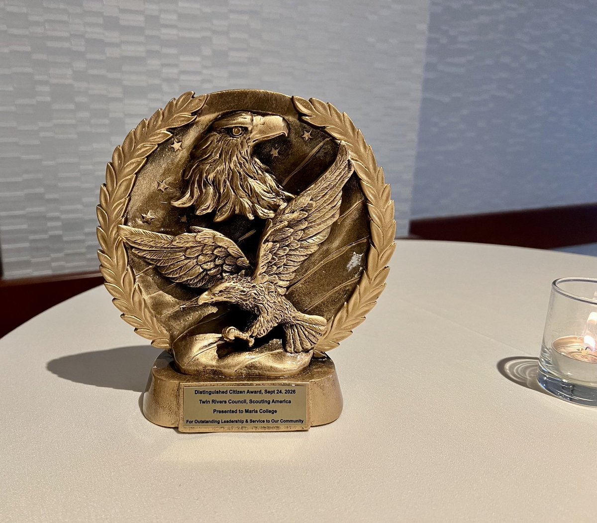mariacollege's tweet photo. Proud to be honored with the Distinguished Citizen Award by Twin Rivers Council, Scouting America, recognizing Maria College’s 67-year commitment to the Capital Region through education, service and community engagement. #MariaCollege #MariaPride @capregchamber @RenscoChamber https://t.co/ShI7WV4feL