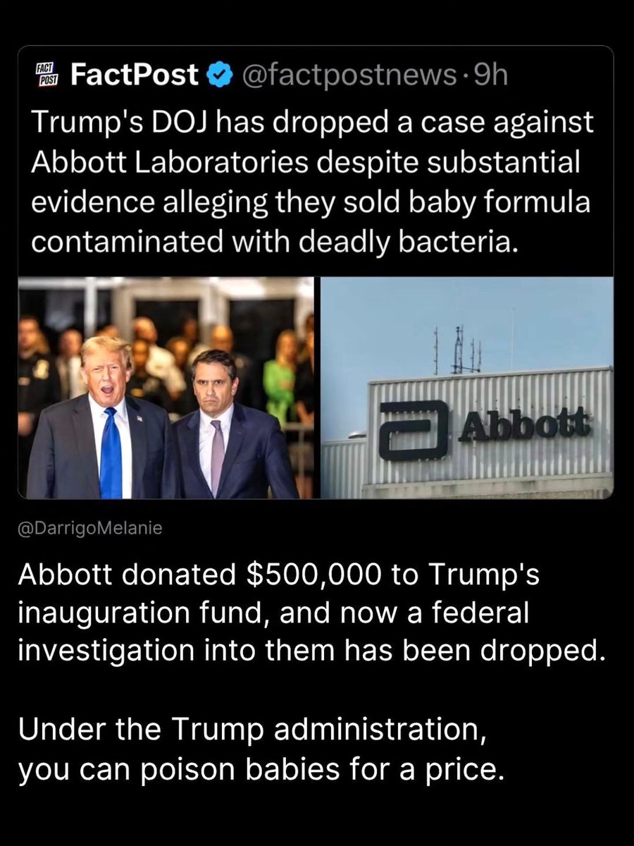 grantstern's tweet photo. They even let Donald Trump put a price on poisoning babies.

Nothing is sacred to these Republicans.

 #TrumpsCorruptCongress https://t.co/NiNXuSJABa