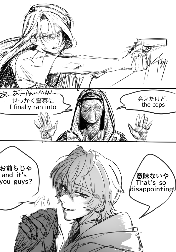 lunrubepon's tweet photo. 【捏造】英語は雰囲気で読んでね（謝罪）
ナナとバッチバチと対峙してほしかったなと思って描いた気がする��（今更ながら載せておく）
#DistrictV https://t.co/4j3nLwtMUD