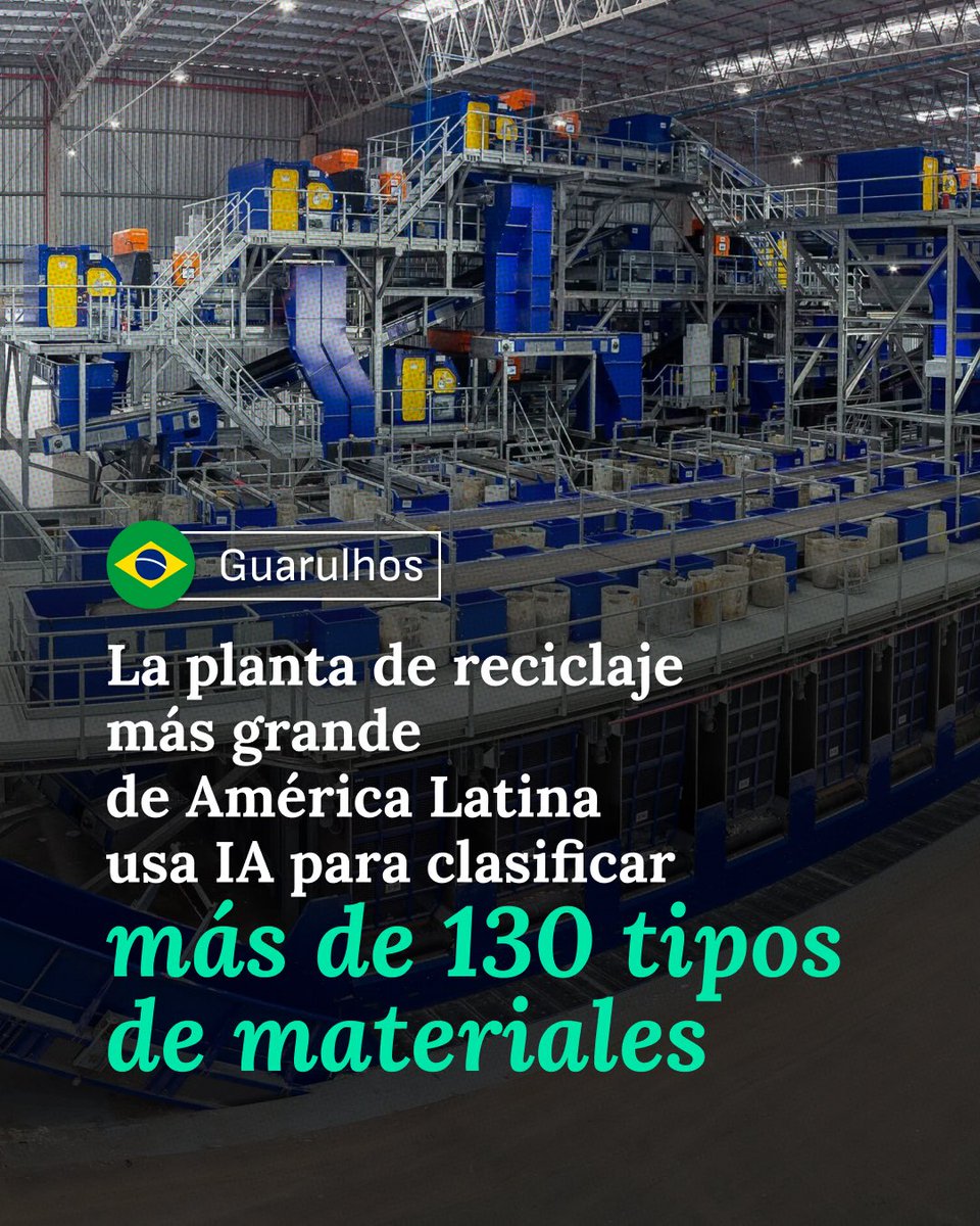 latam2050's tweet photo. 🏭♻️ En Guarulhos, Brasil, funciona la mayor planta de reciclaje de residuos secos de América Latina. Flacipel, del Grupo Multilixo, combina inteligencia artificial y automatización para clasificar residuos con mayor precisión y eficiencia. https://t.co/wuh31Fo20X