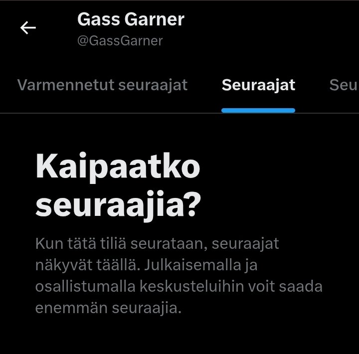 GassGarner's tweet photo. 1 seuraaja, ja sitäkään ei näy. Mikä lie blokannut skämmibotti. https://t.co/D5sOb8ImXp