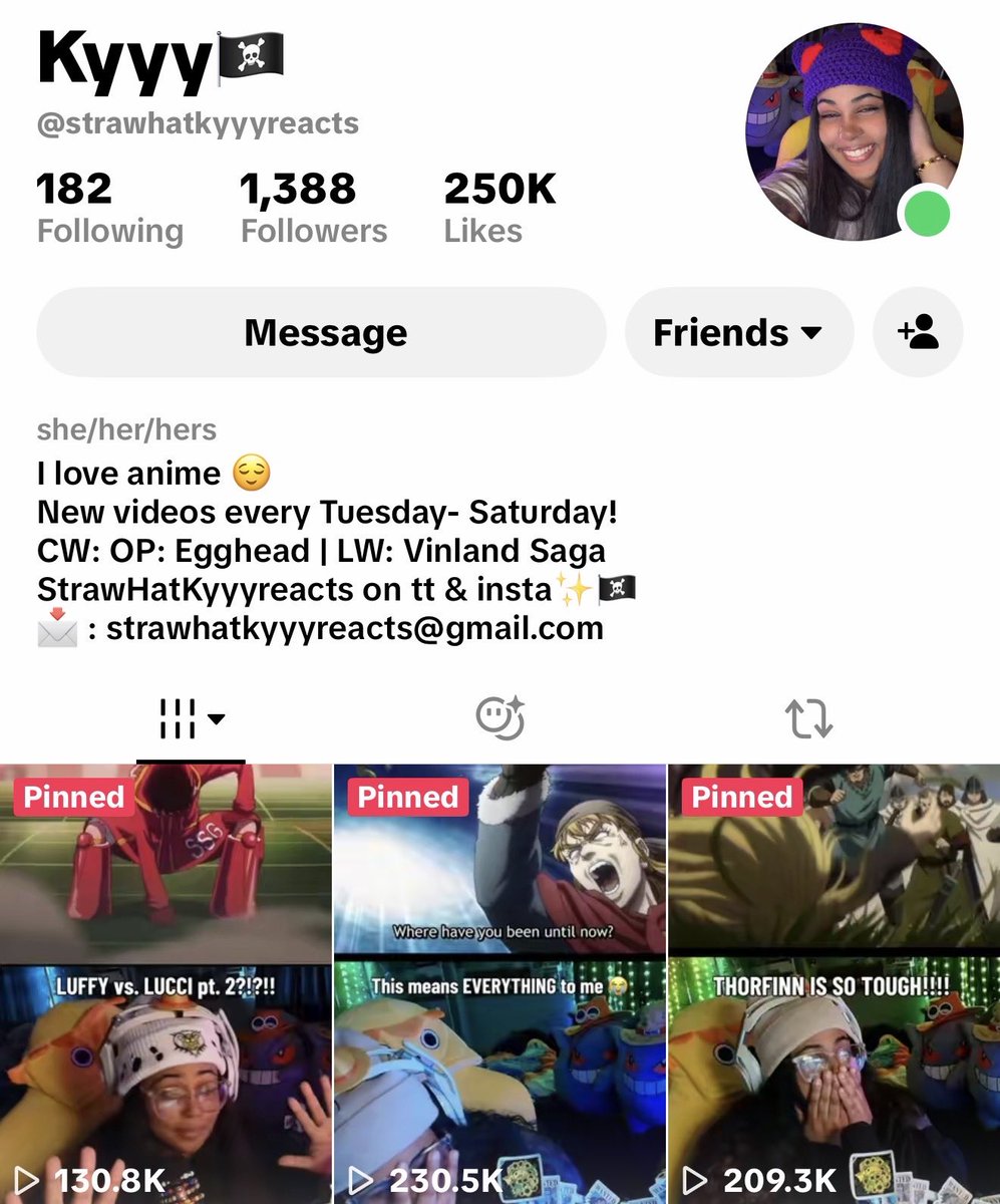 StrawHatKyyy's tweet photo. A lil under 5 months later we hit 1K followers &amp; 250k likes on our reaction tiktok 🥹🤞🏽 https://t.co/WO27K8x6V6